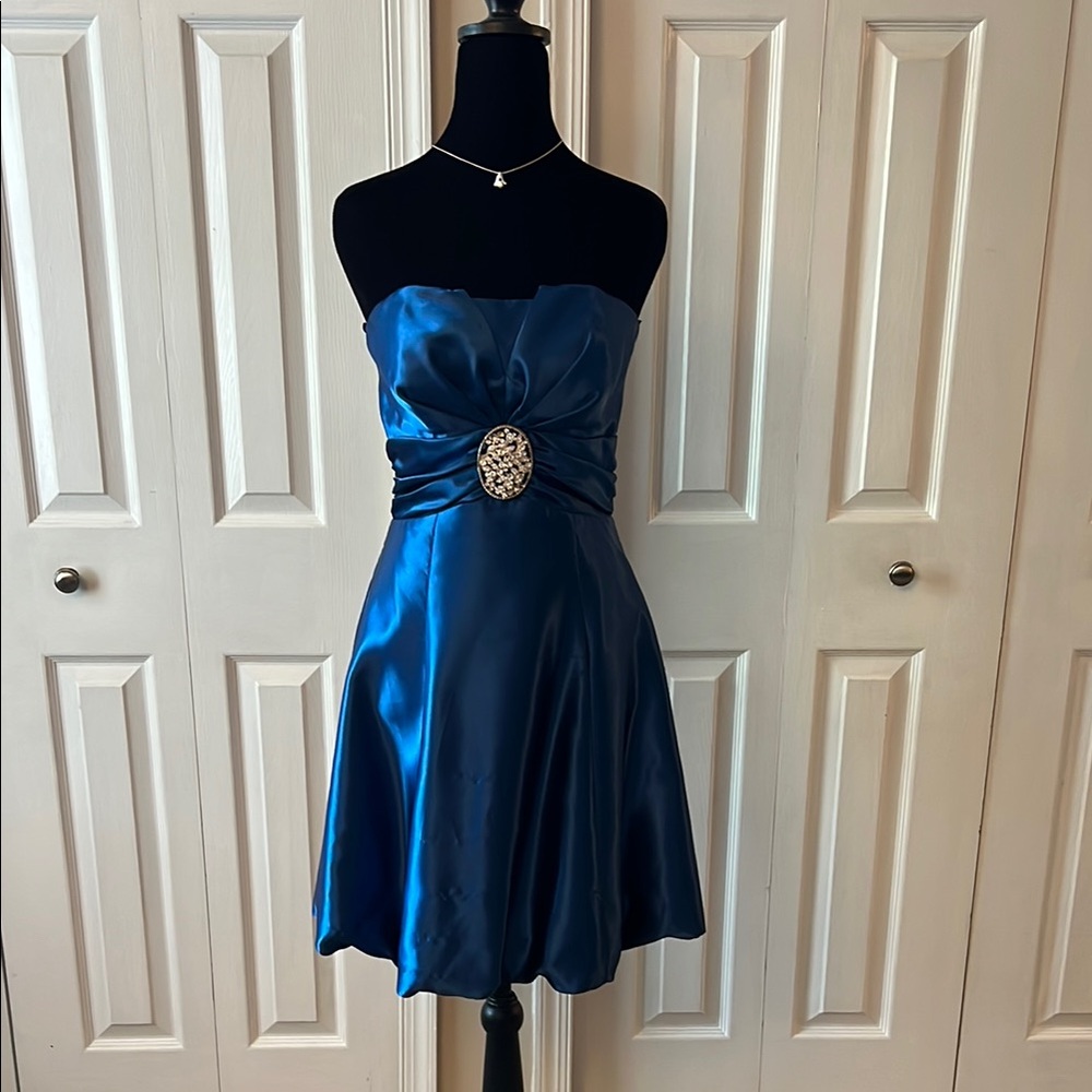 Betsy & Adam Royal Blue Satin Dress